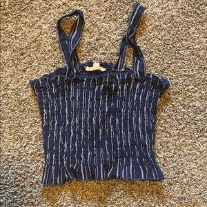 La Hearts Navy and White Striped Crop Top